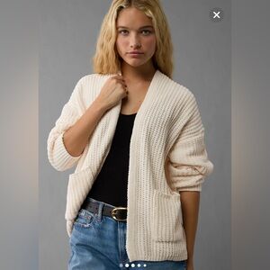 American Eagle Open Front Cardigan Patch pocket drop shoulder slouchy oversized